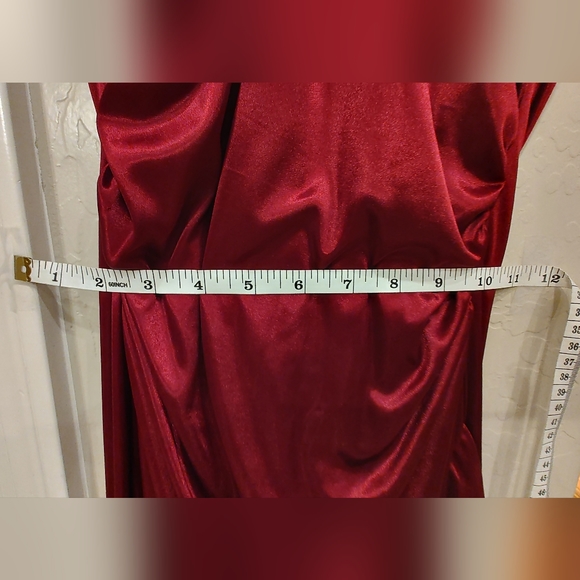 Maroon Jodi Kristopher Long Slit Prom Dress - Picture 2 of 8